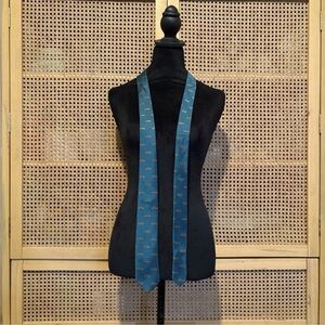 The Tie Bar 100% Silk Necktie Blue w/Mustache Pattern Self-Tie